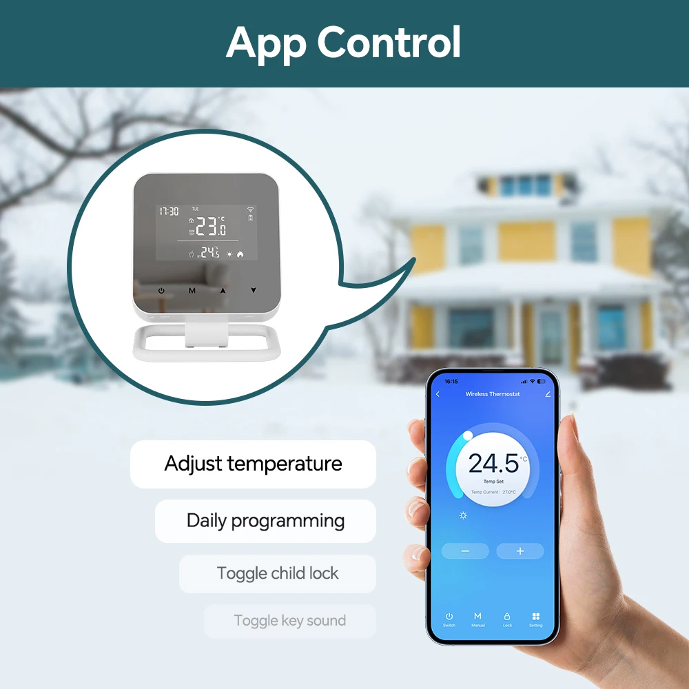 Smart Programmable Temperature Controller WiFi Wireless Thermostat for Gas Boile