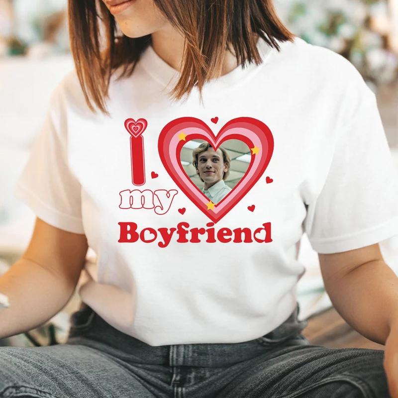 

I Love My Boyfrined Women T Shirts Cotton Personalized Your Photo Here Ins Fashion Tshirt Lover Gift You Picture Print Top Femme