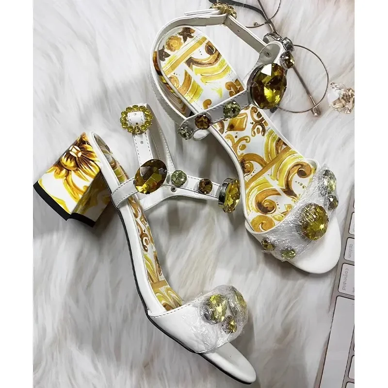 全体ラインストーン装飾ハンドメイド・サンバ用ハイヒールサンダル