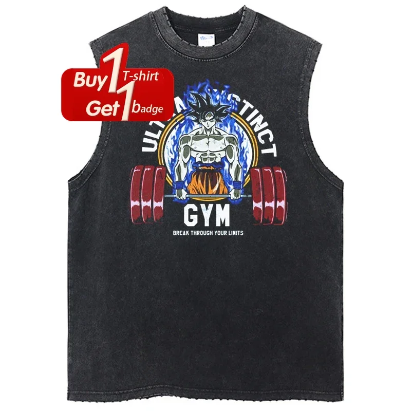 Dragon Ball Anime Man Sleeveless Shirt Summer Y2k Gym Clothing