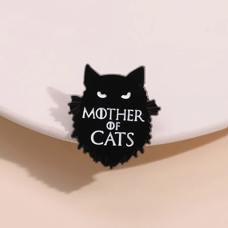 Mutter der Katzen Brosche Emaille Pins Custom Eerie Dark Kitten Broschen Kleidung Revers Abzeichen Punk Tier Schmuck Geschenk für Freunde – Detail 6