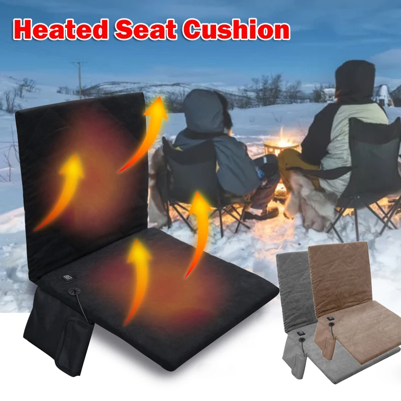 

Warm Chair Cover Camping Mat Heated Seat Cushion Heater Pad Winter Heating Sheet Outdoor Portable Camping Mat with Backrest