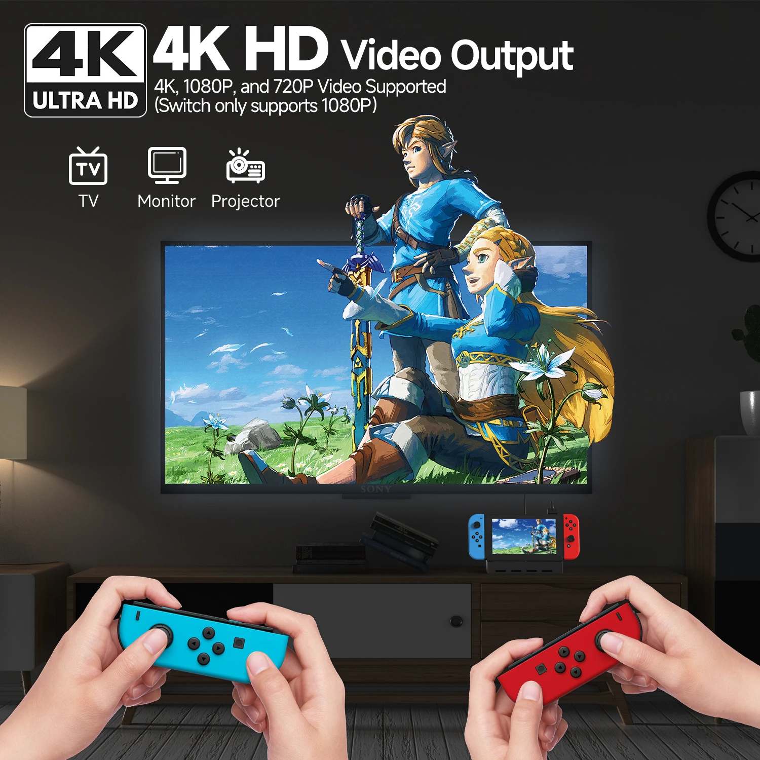 Switch tv Docking Station em Base Adaptadora de Comutação 4k Hdmi Suporte de Carregamento tipo c Oled Portátil Slot para Jogos 100w - Imagem 6