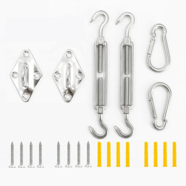 5 Mm -Es Árnyalatú Vitorla Előtető Tartozék 304 Rozsdamentes Acél Hardverkészlet 22Db/Beállított Turnbuckle Pad Eye Carabiner Clip Hook Csavarok Ezüst - Image 2