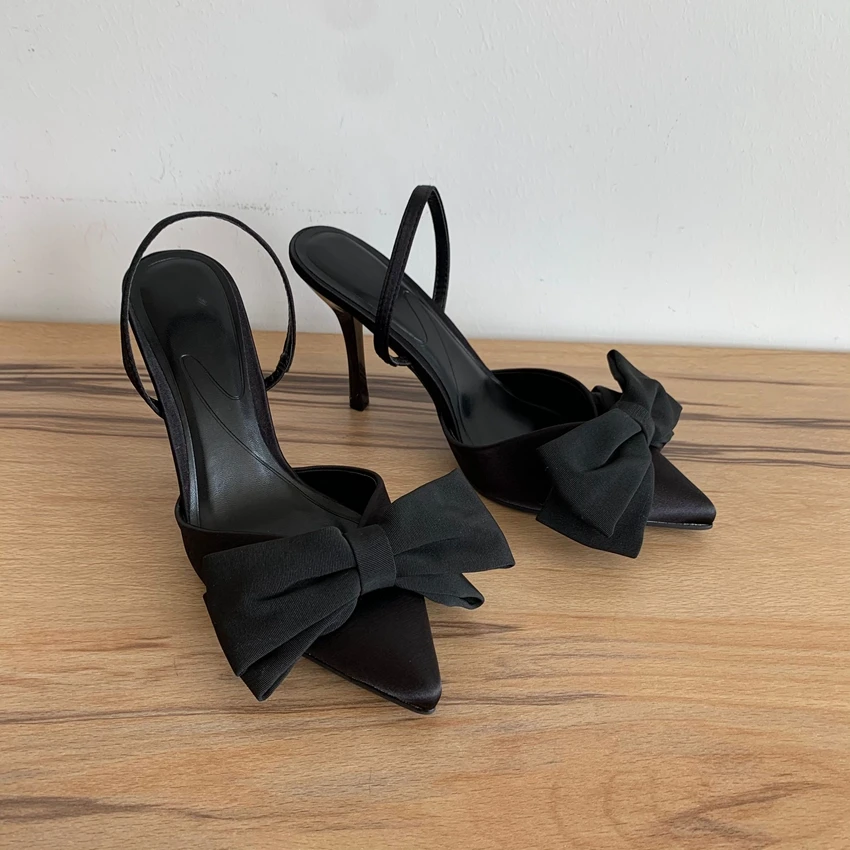 Sexy High Heels Women Bowknot Design Pointed Toe Party Banquet Shoes Fashion Elegant Slingbacks Sandals Woman Zapatos De Mujer