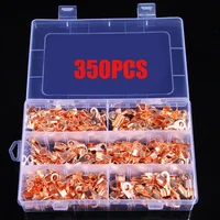 ขั้วต่อแบบแหวนจีบเปิด10A-50A 70/160/280/350ชิ้นขั้วต่อสายไฟฟ้าปลายสายไฟทองแดงชุดขั้วต่อเทอร์มินัล 4