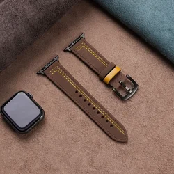 Premium Leather Band for Smartwatches - Elegant Accessory Bracelet (Coffee yellow 9)