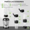 Personal Blender with 2 x 20oz Travel Bottle and Coffee/Spices Jar, Portable Smoothie Blender and Coffee Grinder in One 6