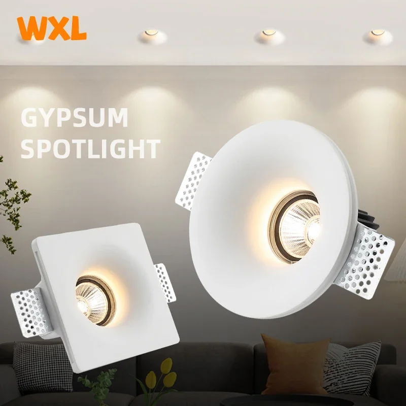 

Recessed Gypsum Downlight Ceiling Lamp GU10 LED Anti-Glare Embedded Borderless Spotlight Living Room Bedroom Aisle Home Lighting