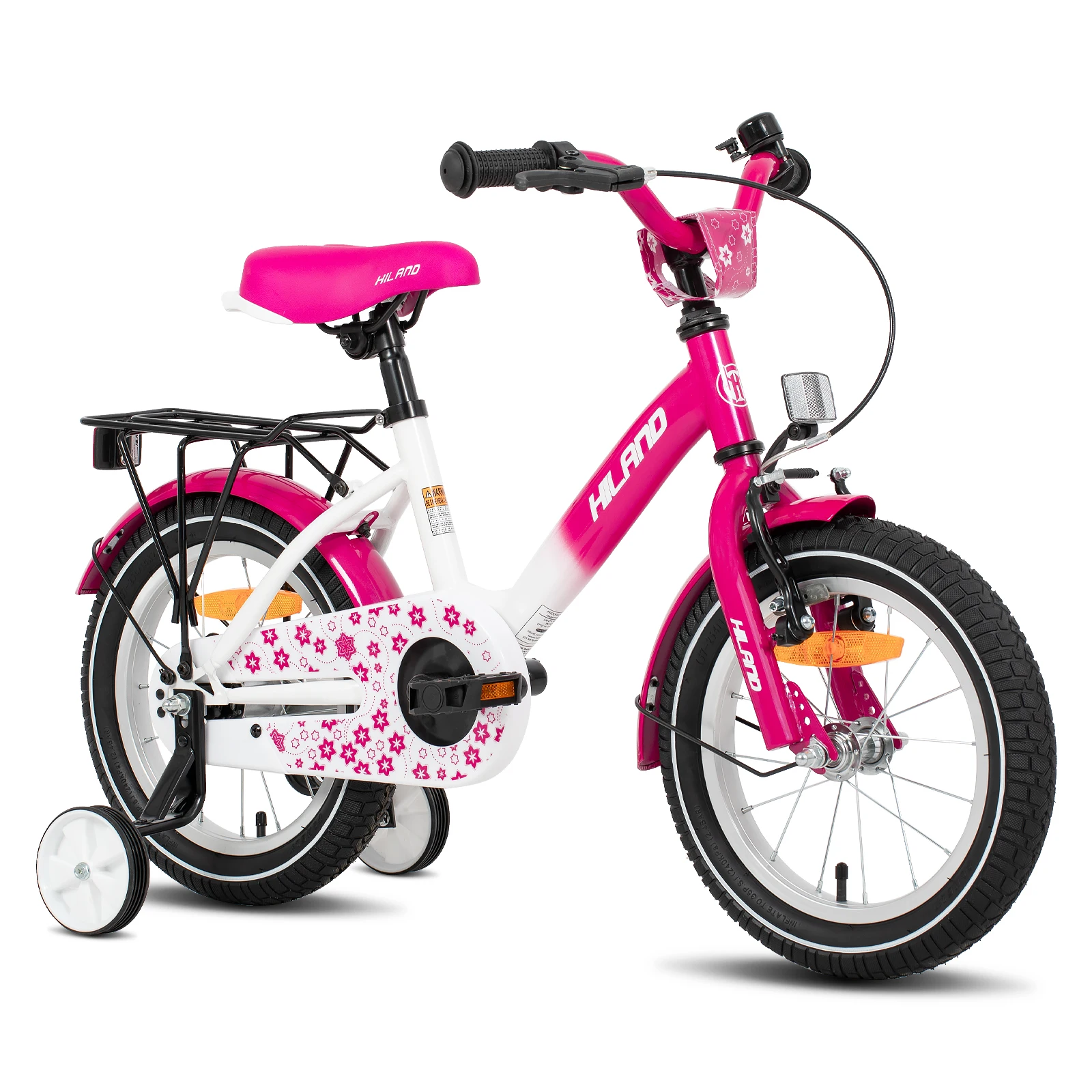 HILAND Kids Bike for Boy and Girl Ages 2-7 Years Old, 12 14 16 Inch Toddlers Bicycle with Training Wheels Bell Rear Rack 1