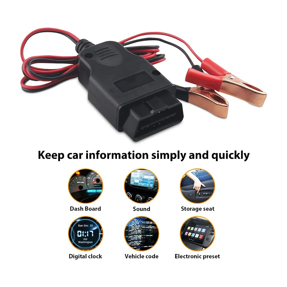 Auto-OBD2-ECU-Anschluss, Notstromversorgungskabel, Memory Saver