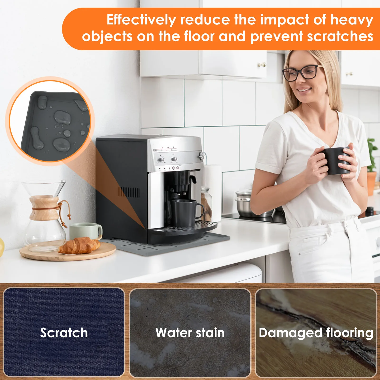 Description Picture 4 of itemRefrigerator Washing Machine Cover Silicone Mat Dust-Proof  Protection Mats Oil Proof Household Cushioning Pads Kitchen Supplies