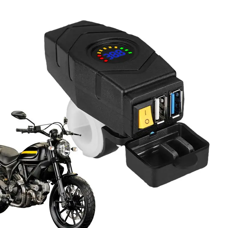 

Type C Car Charger With LED Scooter Battery Replacment Car Voltage Monitoring 3.0 Dual Port Adapter Fast Charging For Motorcycle