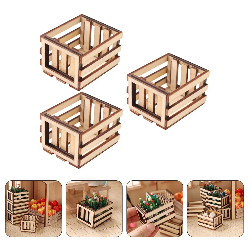 

Mini Basket Baskets Miniature Crates Crafts Storage Wooden Dollhouse House Furniture Tiny Model Container Accessory Scale 1