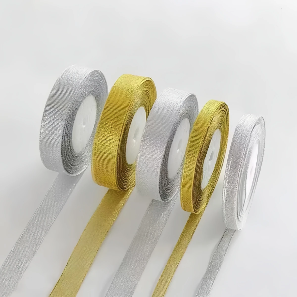 Gold Silver Glitter Ribbon - 25 Yards for DIY Crafts, Gift Wrapping, and Decoration
