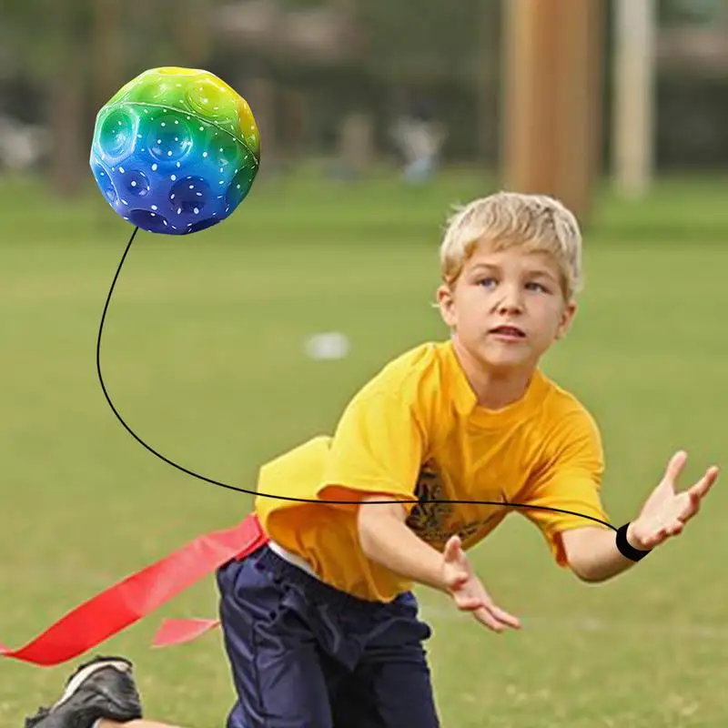Throw and Catch Ball Set Outdoor Sports Rebound Balls with Wristband Exercises Hand Throw Back Ball Wrist String Bounce Ball Elastic Rubber Hand