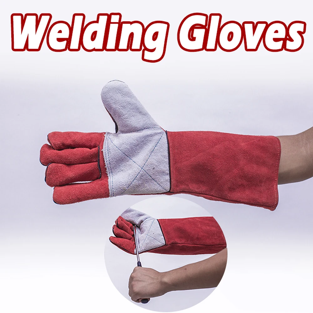

1/2 Pair Leather Welding Gloves Welding Gauntlets Protective Gloves Heat Resistant Leather Work Gloves Welder Safety Protection
