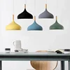 Nordic Colored Chandelier Wooden Pendant Light Bedroom Living Room LED Lamp Single Head Aluminum Children Room Lighting Fixture 1