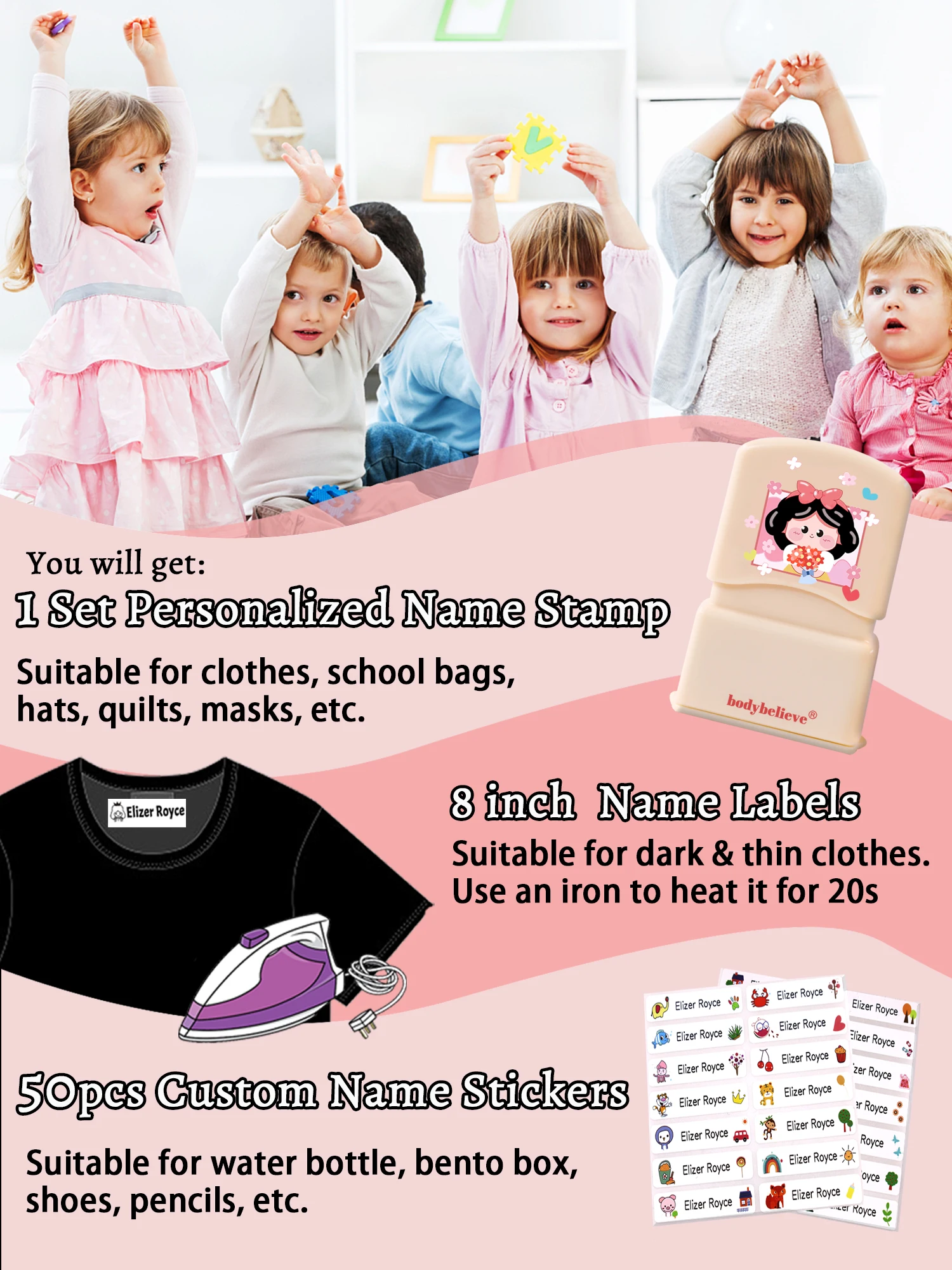 Name Stamp Waterproof Not Faded DIY Personalized For Baby Teachers Kids Clothing Toys