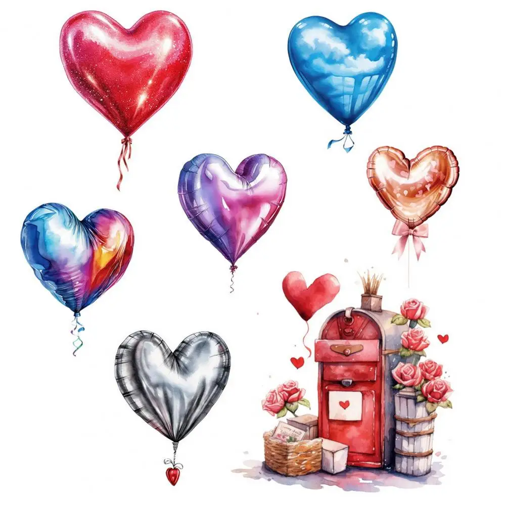 

Romantic Wall Sticker Valentine's Day Heart Balloon Mailbox Wall Decals for Bedroom Kids Room Decoration Self-adhesive