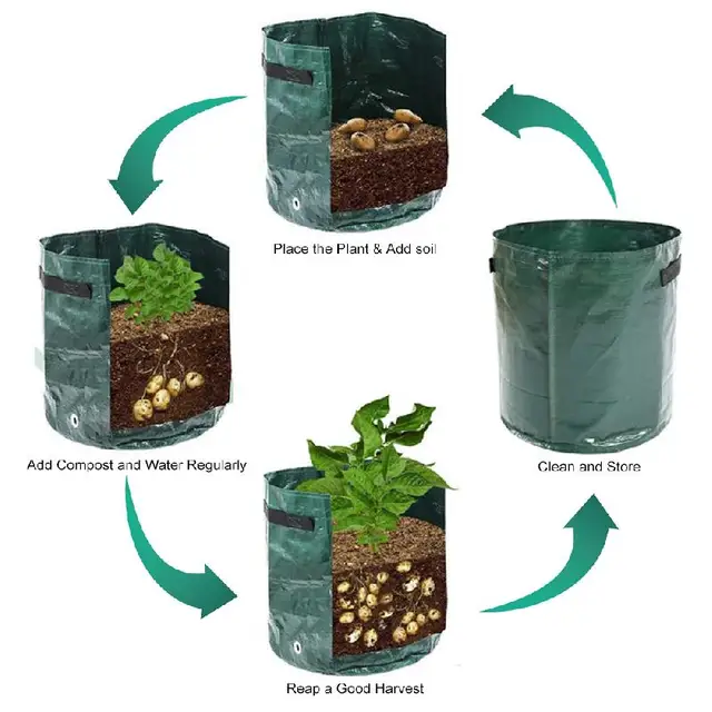 Uyangg Burgonya Termesztési Táskák Pe Zöldség Ültetvényes Táska Diy Szövet Termesztett Kerti Edények Szerszámok Vegetabert 3/5/7/10 Gallon - Image 5