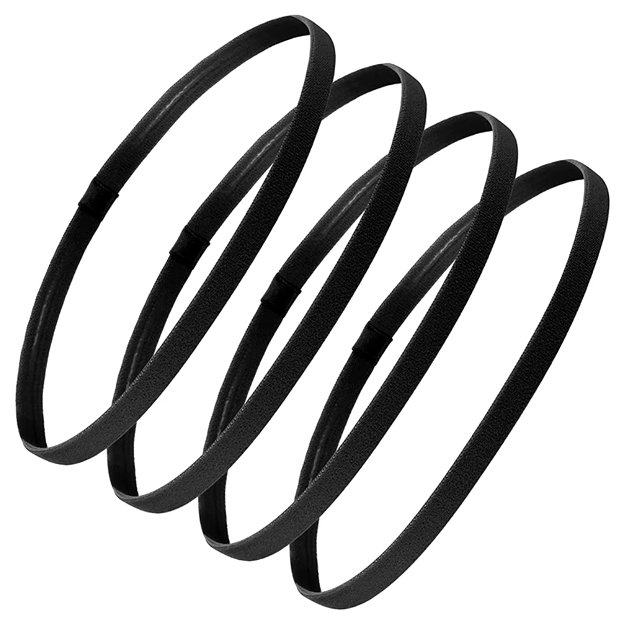 4 Pieces Non-Slip Elastic Sport Headband Black Stretchy Hair Band Sports Yoga Running Headband For Women Girls