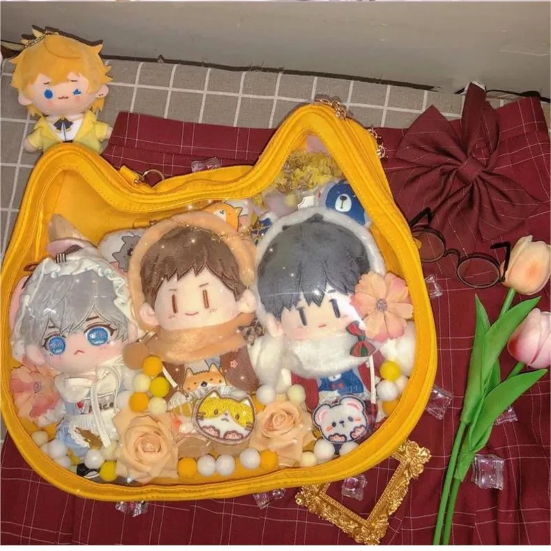 JIAERDI Harajuku Aesthetic Transparent White Shoulder Bag Women Sweet Cat Handbag Ita Bag Ladies Lolita Mini Backpack Itabag