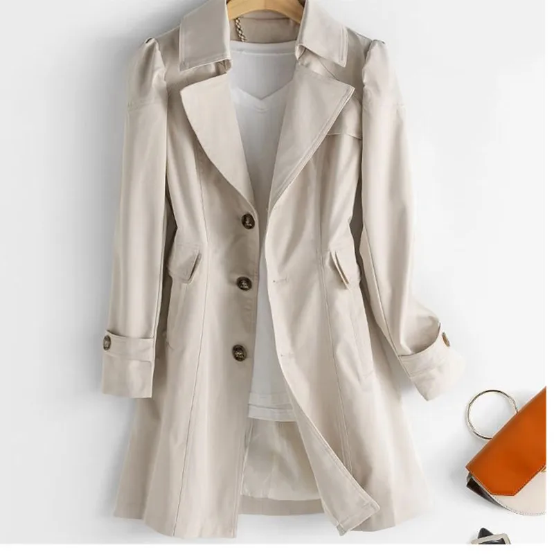 

Spring Autumn Trench Coat OL Ladies Trench Coat Elegant Slim Long Women Windbreakers Plus Size Casual Trench Coat Femme 5xl Coat