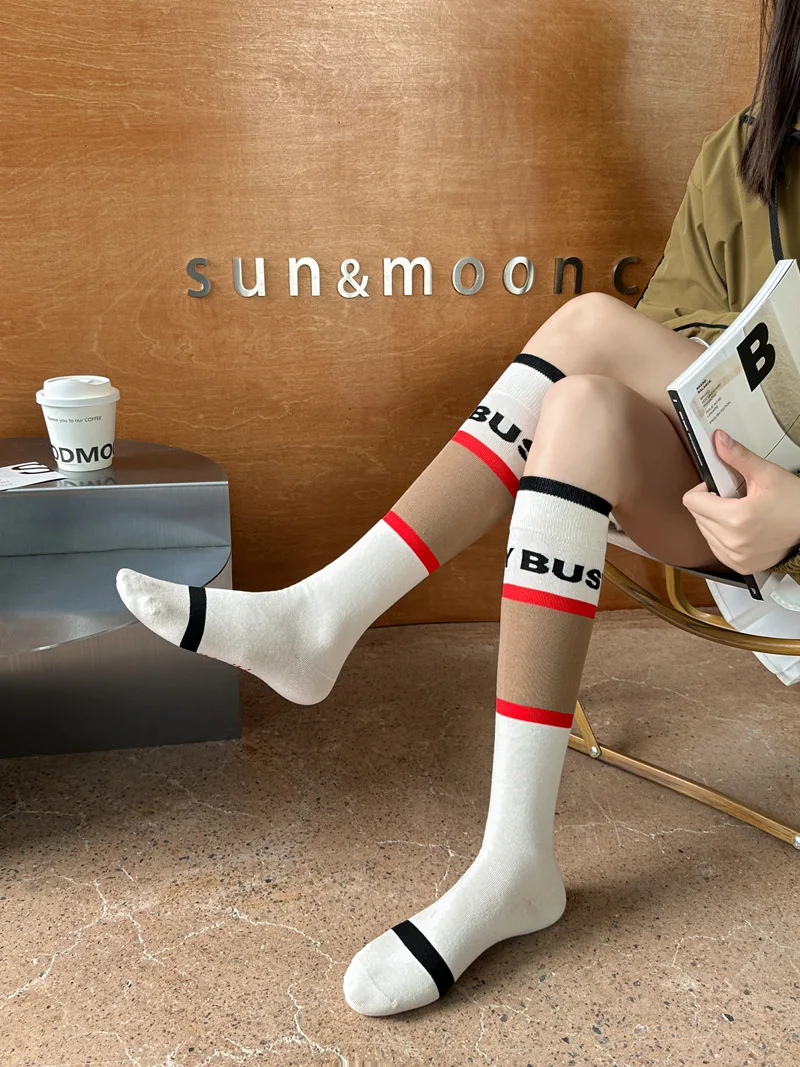 Description Picture 3 of itemWomen's Fashion Personalized Trend ins Network Red Vintage Versatile Korean Edition Socks Long Sleeve Over Knee Socks