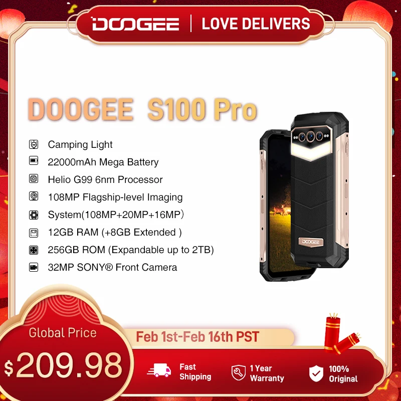 DOOGEE S100 Pro 22000mAh 108MP Rugged Smartphone ,12GB+256GB ,Helio G99  6.58 120Hz Rugged Phone Android 12 Phone Camping Light - AliExpress