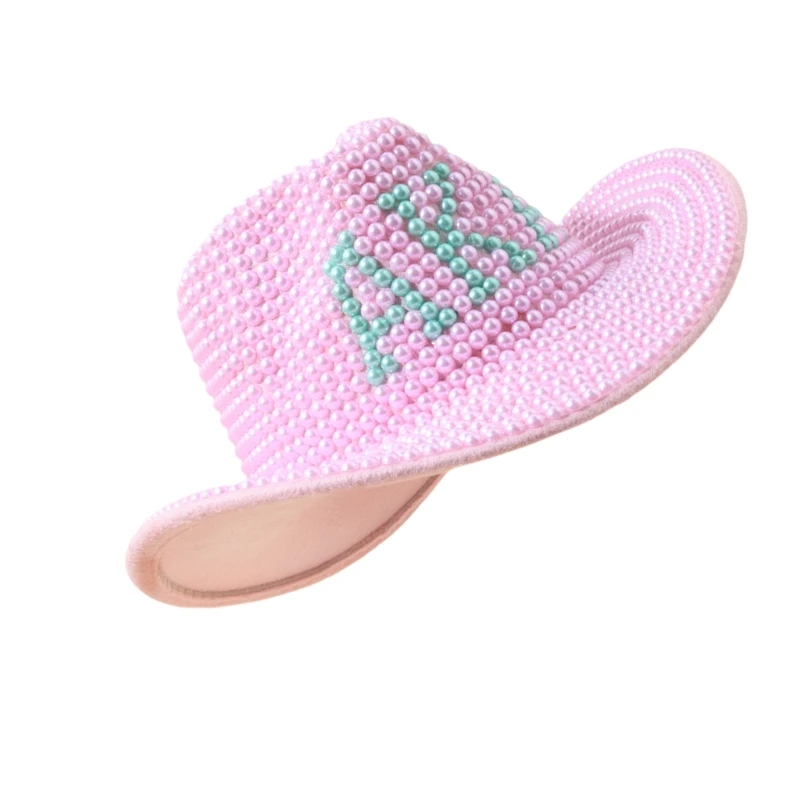 Cowgirl Hat for Bride Elegant Glittering Rhinestones Star Hat Cosplay Headpiece