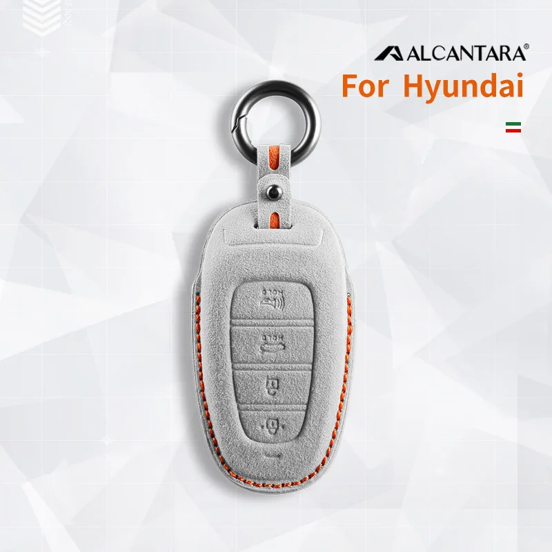 

4 5 button Alcantara Car Key Case Cover for Hyundai Solaris Sonata Hybrid NEXO NX4 New Grand Santa Fe Tucson 2020 2021 2022 2023