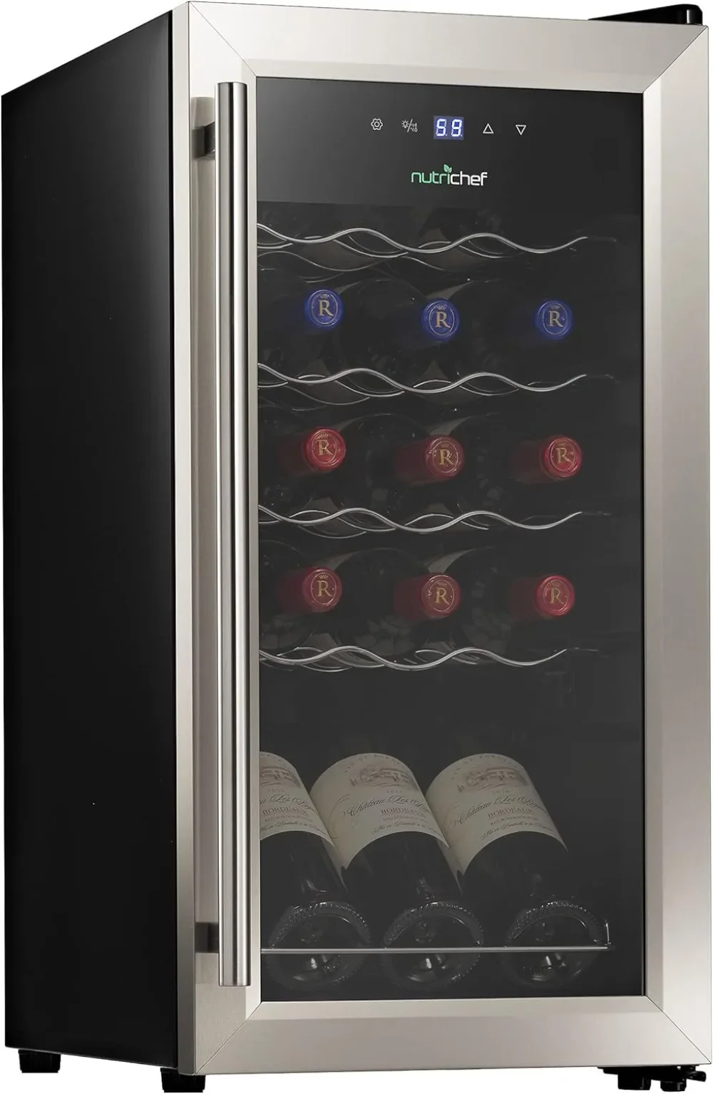 

Refrigerator Chiller Countertop Cooler-Freestanding Compact Mini Wine Fridge 15 Bottle - Stainless Steel Digital Control