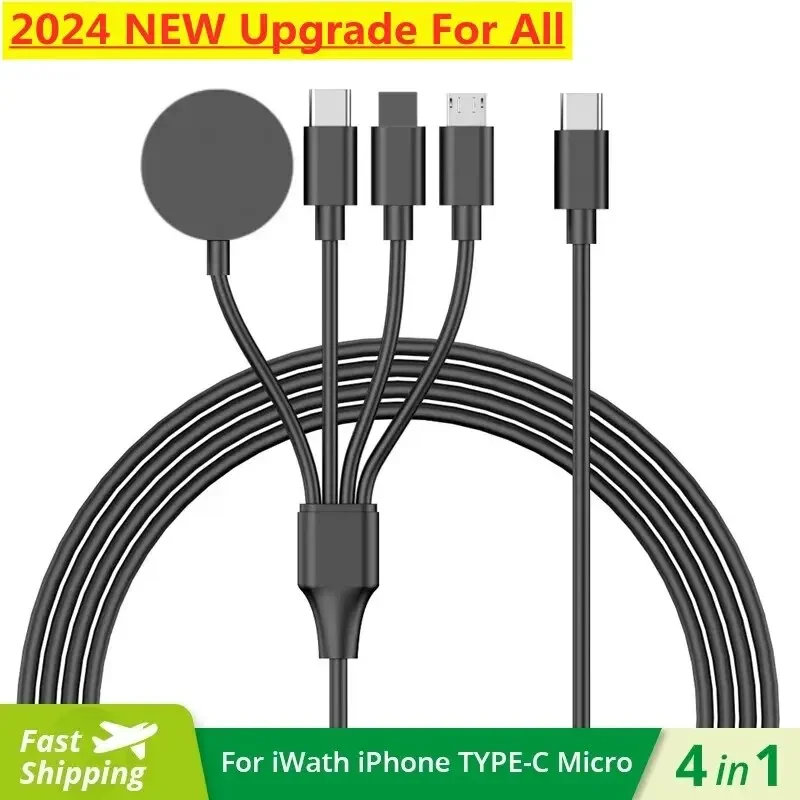 4 In 1 USB Type C PD Charging Cable for IPhone/Android Fast Watch Magnetic Wireless Charger for Apple Watch IWatch 1-9 Ultra SE charging cable