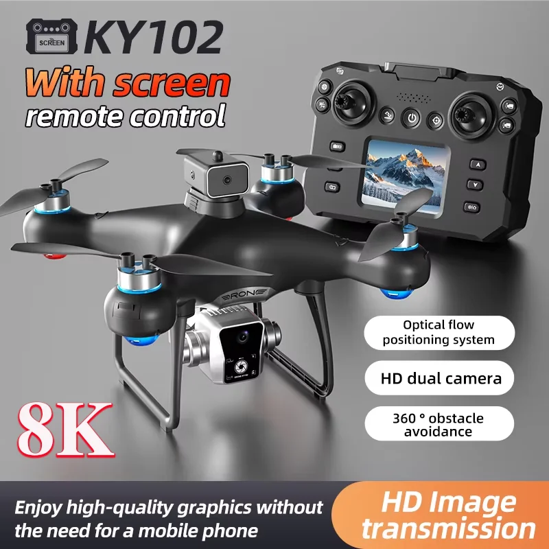 KY102 Drone Screen 8K Dual Camera Brushless Optical Flow Localization Intelligent Obstacle Avoidance RC Helicopter Toys mini drone remote control helicopter mini helicopter toys remote control drone