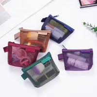 1PCS Mini Zipper Women's Mesh Makeup Cosmetic Bag Coin Purse Wallet Small Earphone Lipsticks Storage Organizer Pouch Case 1