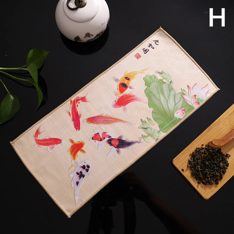 30*16cm Chinese Painted Thick Tea Towel Super Absorbent Tea Accessories Table Mats Household Professional Ragtea Napkin
