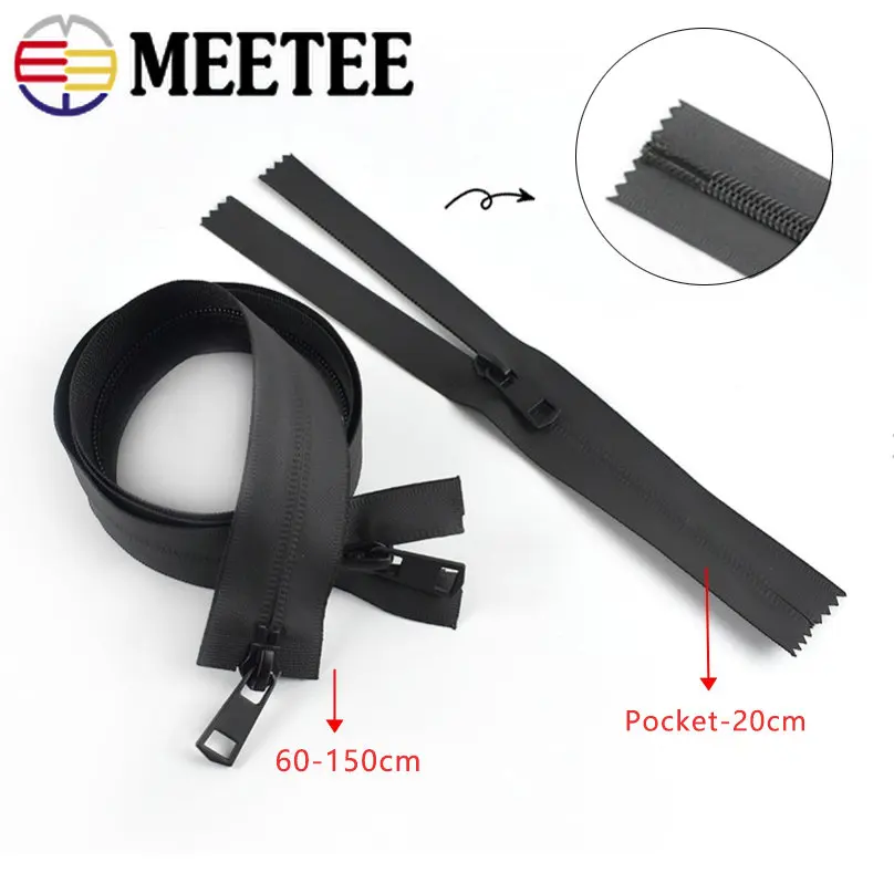 20-150cm 5 방수 나일론 지퍼 더블 슬라이더 오픈 엔드 보이지 않는 지퍼 DIY 야외 가방 재킷 의류 재봉 액세서리, 2 피스