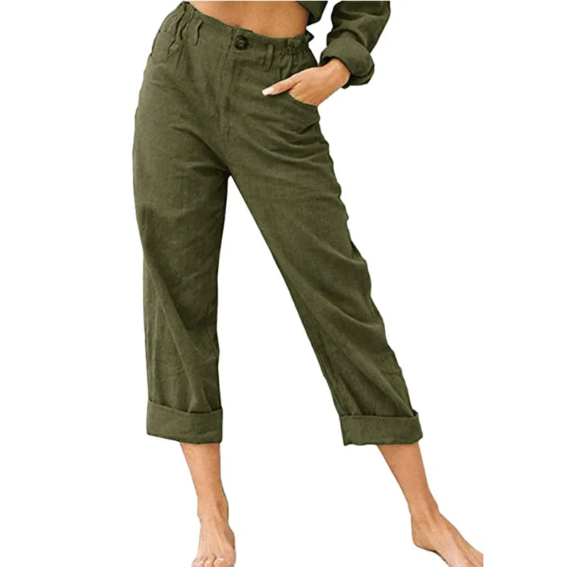 Summer Casual Pants New Women's Solid Color Fashion Loose High Waist Leisure Ropa De Mujer Barata Y Envío Gratis Ofertas