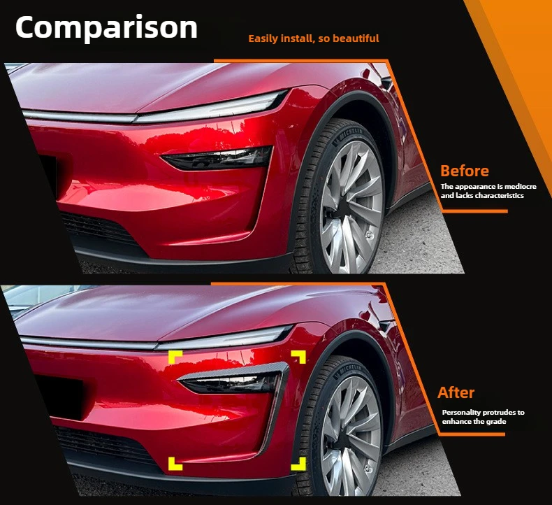 Für Tesla Modell Y Juniper 2025, Nebelscheinwerferverkleidung, vordere Stoßstangenabdeckung, Lampe, Augenbraue, Windmesser, Aufkleber, Außenkörper-Zubehör – Detail 5