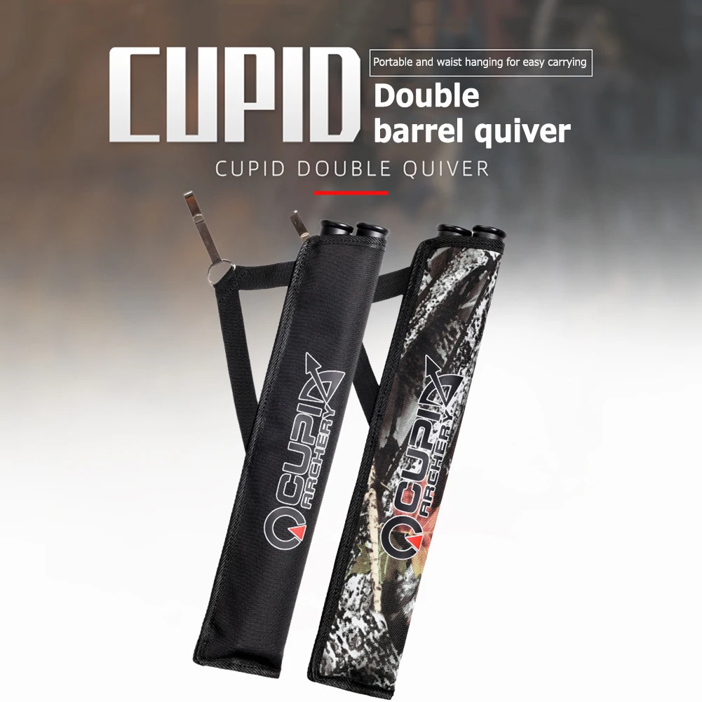 Double Tube Arrow Quiver Bags Portable Waist Hanging Archery Arrows Holder Pouch 2