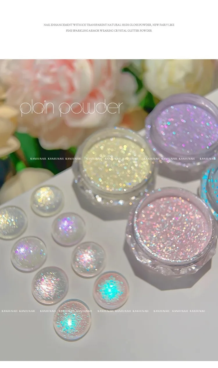 4 Stück Hochglanz-Feenpuder Gelb/Rosa/Lila/Blau Eistransparentes Aurora-Nagelpuder Ultrafeines Glänzendes Maniküre-Glitzerpuder – Detail 5