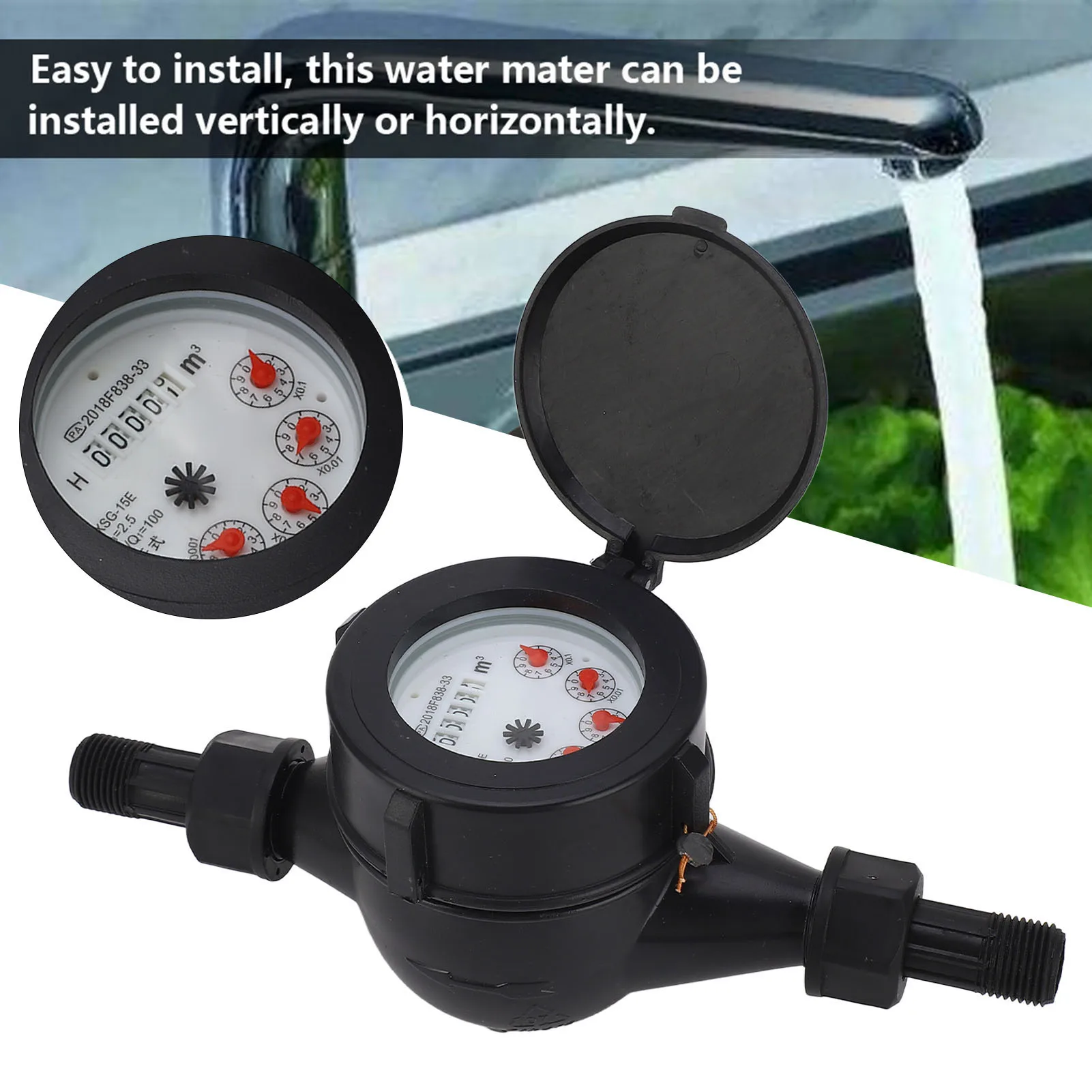 Water Meter Dry DN15 15mm Magnetic Coupling Transmission Corrosion Resistant Indoor Outdoor