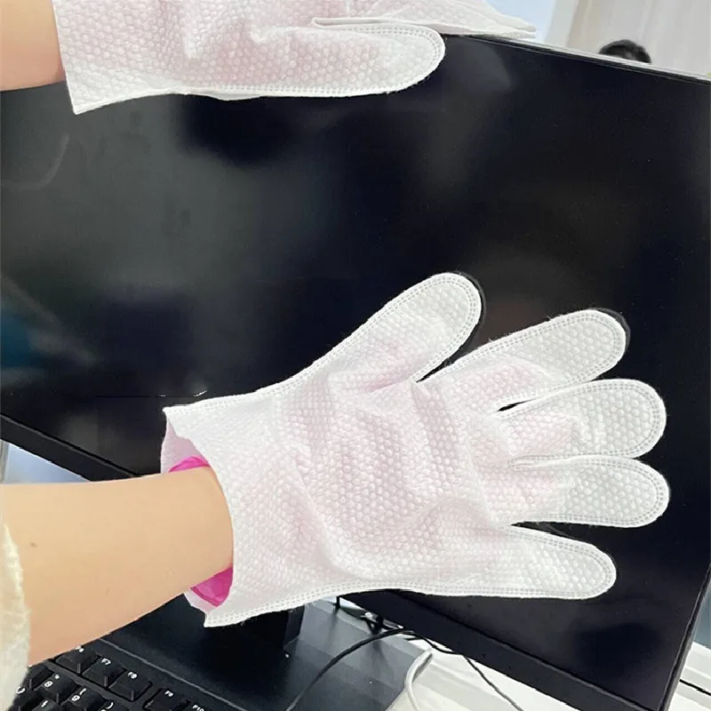 10pcs Disposable Clean Cloth Glove Dust-free Non-trace SPA Bath Pet Dust Removal Wet Dry Fabric Gloves Dishcloth Household Clean
