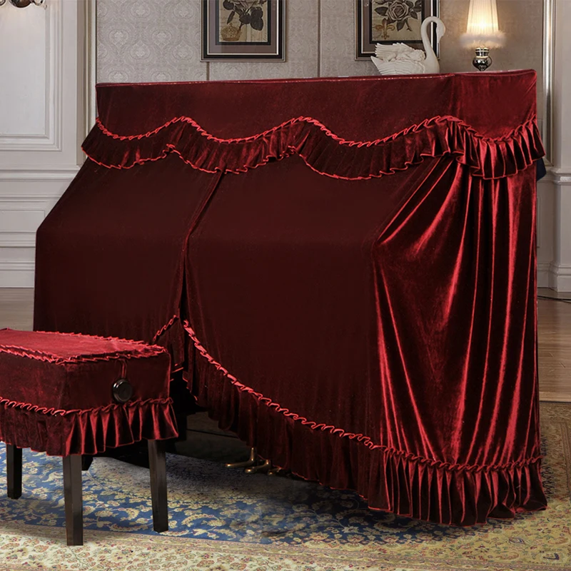 High-end Piano Full Cover Half Cover Thick Gold Velvet Cloth European Style Dust Modern Minimalist Piano Stool