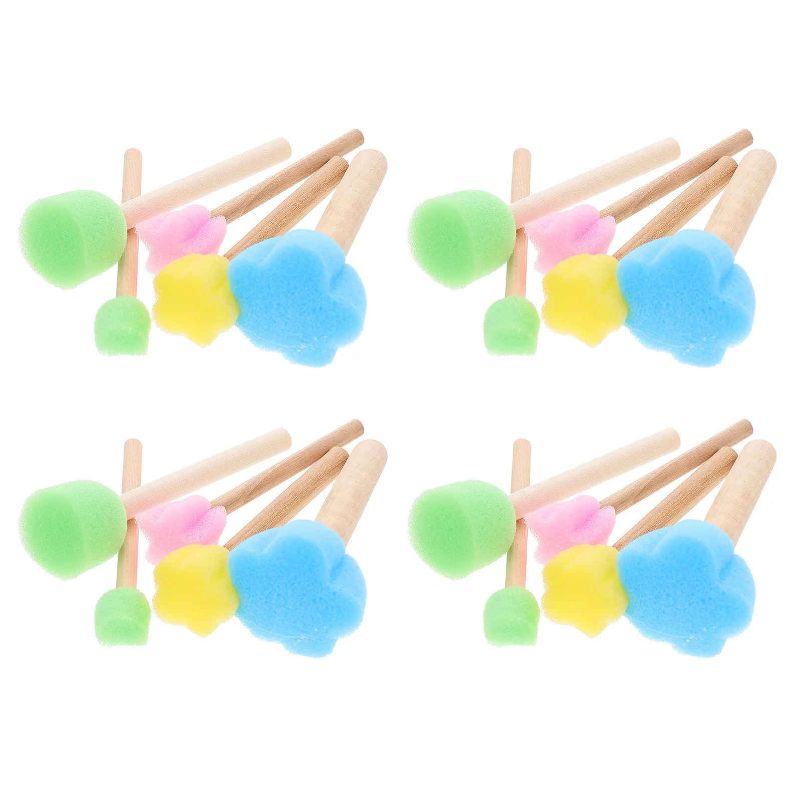 20Pcs DIY 스폰지 페인트 도구 그림 미술 스튜디오 학교용 인체공학적 손잡이가 있는 소형 세척 가능 스폰지 브러쉬