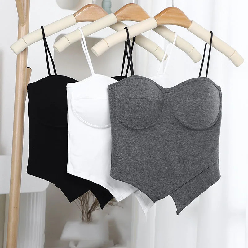 

2023 Summer New Arrival Sleeveless Spaghetti Strap Slim Built In Bra Camisoles for Women Chest Padded Camisole Women Tank Top