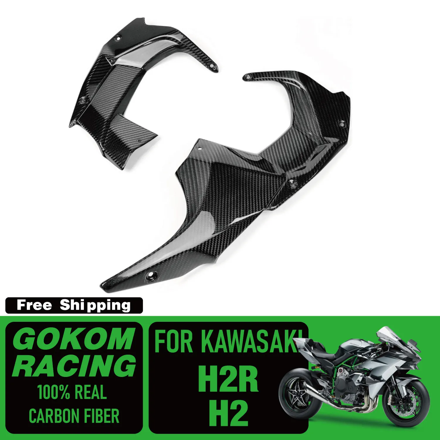 

Gokom Racing для Kawasaki H2 / H2R защита для заднего HUGGER COWLING 100% натуральное углеродное волокно Запчасти для мотоциклов аксессуары