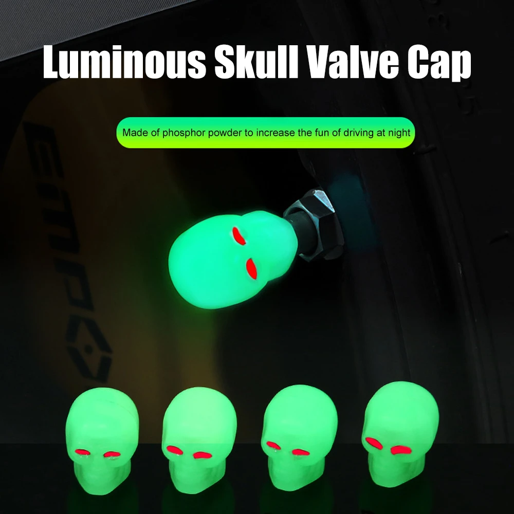 Aqtqaq 4pcs/set Luminous Stem Caps Tire Valves Caps Universal Stem
