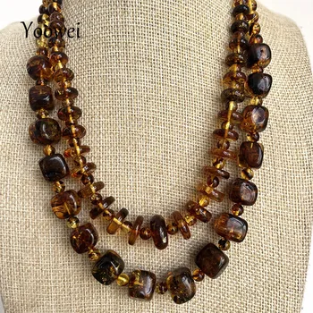 New Natural Amber Necklace for Women Gift Europe Baltic Floral Beads Gorgeous 100% Original Real Designer Jewelry